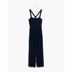Madewell Smocked Crop Jumpsuit (Navy)